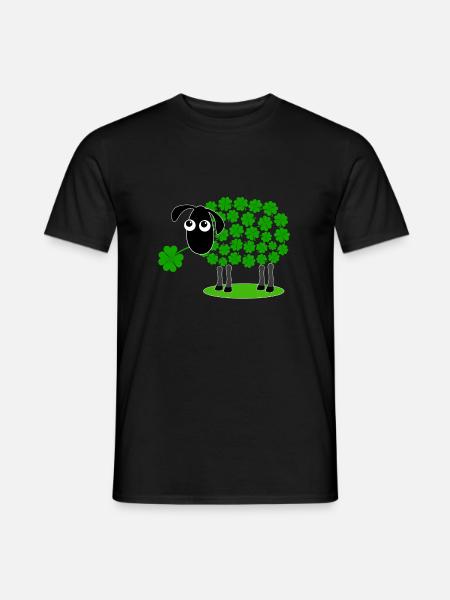 Mouton avec trèfle - cadeau de laine de trèfle - T-shirt homme - noir