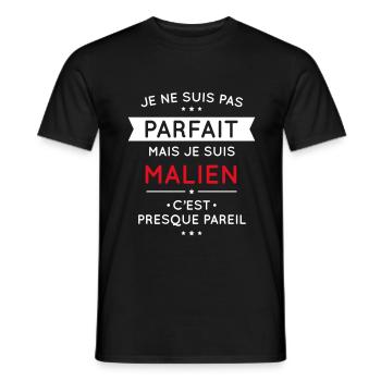 Je ne suis pas parfait mais je suis Malien - T-shirt homme - noir - Devant - AI Model Male 178 light (178cm)