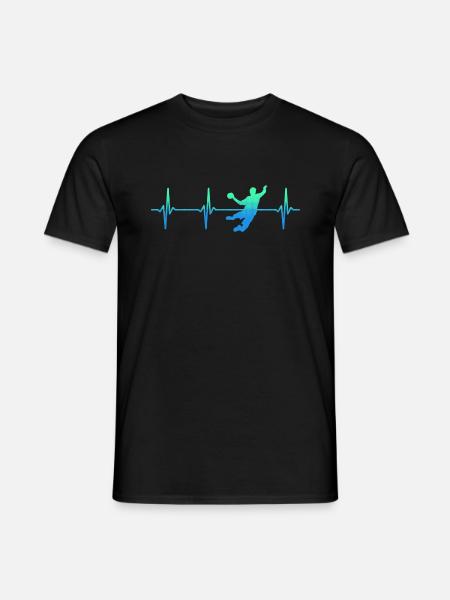 Handballer Herzschlag Handball Handballspieler - Männer T-Shirt - Schwarz