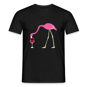 Lustiges Durstiger Flamingo Rotwein Geschenk - Männer T-Shirt - Schwarz - Vorne - AI Model Male 178 light (178cm)