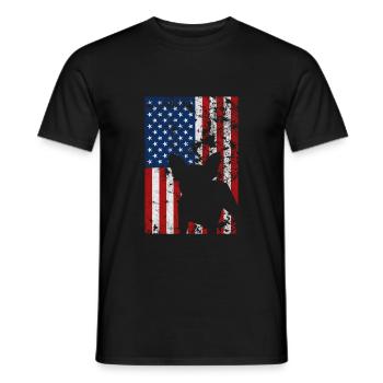 Bouledogue Français USA Drapeau Amour Cadeau - T-shirt homme - noir - Devant - AI Model Male 178 light (178cm)