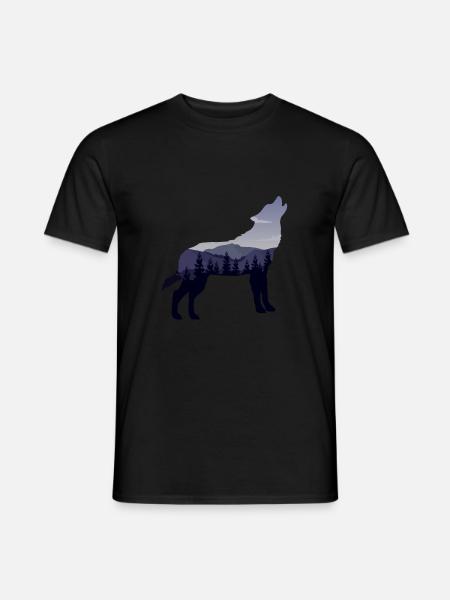 Wolf Berge Wald Mystik Rudel Wölfe Natur Geschenk - Männer T-Shirt - Schwarz