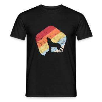 Wolf Full Moon Howling Mystic Vintage Forest Gift - Men's T-Shirt - black - Front - AI Model Male 178 light (178cm)