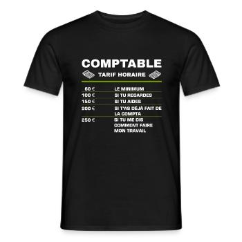 Humour Comptable Tarif Horaire Métier Comptabilité - T-shirt homme - noir - Devant - AI Model Male 178 light (178cm)