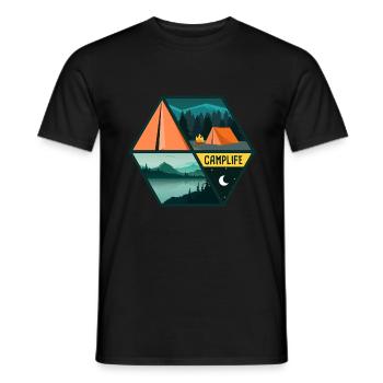 Camping Camper Outdoor Tent - Männer T-Shirt - Schwarz - Vorne - AI Model Male 178 light (178cm)