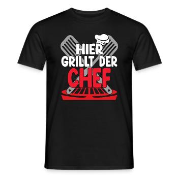 Hier Grillt Der Chef - Männer T-Shirt - Schwarz - Vorne - AI Model Male 178 light (178cm)