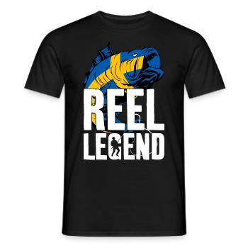 REEL LEGEND ANGLER ANGELN SCHWEDEN - Männer T-Shirt - Schwarz - Vorne - AI Model Male 178 light (178cm)