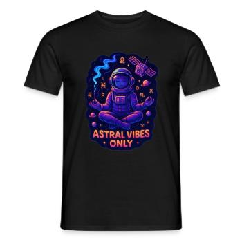 Astral Vibes Only – Meditierender Astronaut - Männer T-Shirt - Schwarz - Vorne - AI Model Male 178 light (178cm)