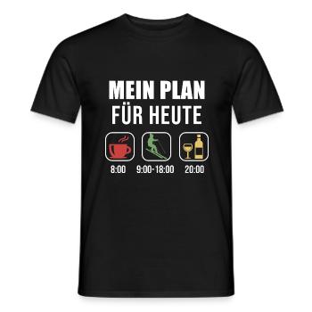 Mein Plan Apres Ski | Skifahrer Wein Spruch - Männer T-Shirt - Schwarz - Vorne - AI Model Male 178 light (178cm)