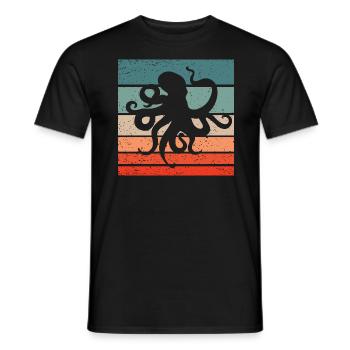 Octopus Retro Style Vintage - Men's T-Shirt - black - Front - AI Model Male 178 light (178cm)