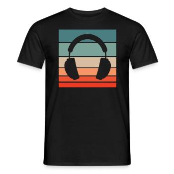 Headphones Retro Style Vintage - Men's T-Shirt - black - Front - AI Model Male 178 light (178cm)