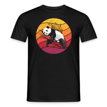 Panda Retro Style Vintage - Männer T-Shirt - Schwarz - Vorne - AI Model Male 178 light (178cm)
