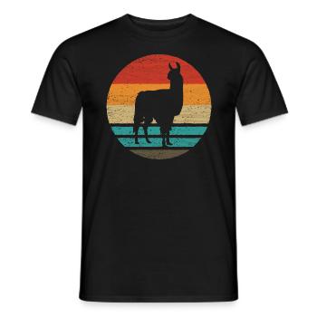 Lama Retro Style Vintage - Männer T-Shirt - Schwarz - Vorne - AI Model Male 178 light (178cm)
