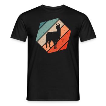 Lama Retro Style Vintage - Männer T-Shirt - Schwarz - Vorne - AI Model Male 178 light (178cm)