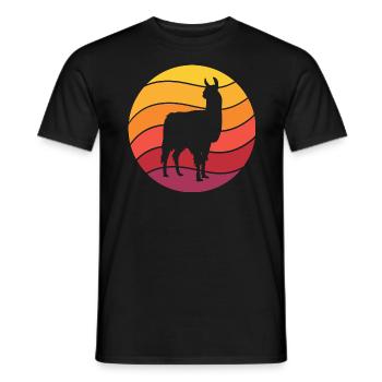 Lama Retro Style Vintage - T-shirt homme - noir - Devant - AI Model Male 178 light (178cm)