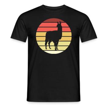 Lama Retro Style Vintage - Männer T-Shirt - Schwarz - Vorne - AI Model Male 178 light (178cm)