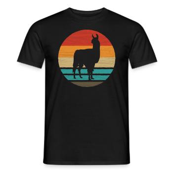Lama Retro Style Vintage - Männer T-Shirt - Schwarz - Vorne - AI Model Male 178 light (178cm)