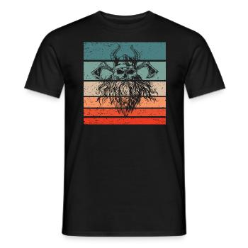 Viking Skull Retro Style Vintage - T-shirt homme - noir - Devant - AI Model Male 178 light (178cm)