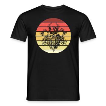 Viking Skull Retro Style Vintage - Men's T-Shirt - black - Front - AI Model Male 178 light (178cm)