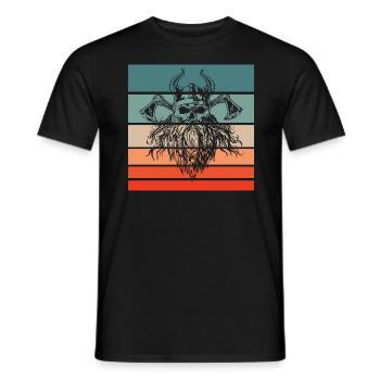 Viking Skull Retro Style Vintage - T-shirt homme - noir - Devant - AI Model Male 178 light (178cm)