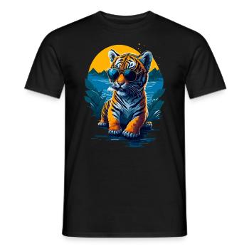 Cute baby tiger - Men's T-Shirt - black - Front - AI Model Male 178 light (178cm)