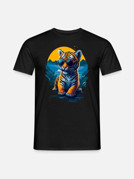 Mignon bébé tigre - T-shirt homme - noir