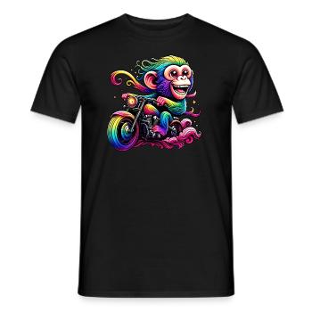 Regenbogenaffe am Regenbogensteuer - Männer T-Shirt - Schwarz - Vorne - AI Model Male 178 light (178cm)