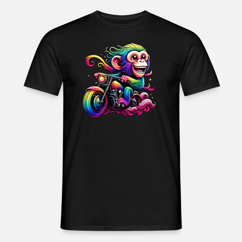 Regenbogenaffe am Regenbogensteuer - Männer T-Shirt - Schwarz