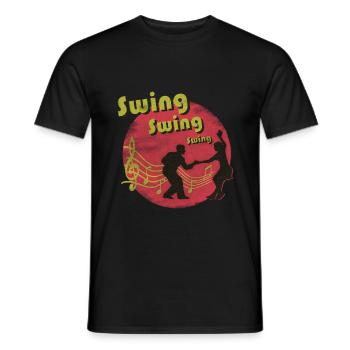 Couple dancing swing - Men's T-Shirt - black - Front - AI Model Male 178 light (178cm)