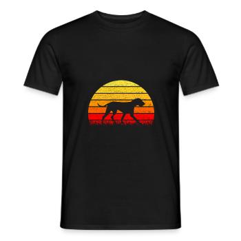 Vizsla Retro T Shirt Hunde Silhouette Sunset - Männer T-Shirt - Schwarz - Vorne - AI Model Male 178 light (178cm)