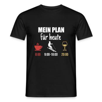 Mein Plan Apres Ski | Skifahrer Wein Spruch - Männer T-Shirt - Schwarz - Vorne - AI Model Male 178 light (178cm)