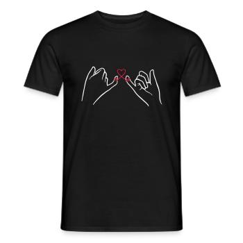 Deux mains avec boucle de coeur, Saint Valentin, amour - T-shirt homme - noir - Devant - AI Model Male 178 light (178cm)