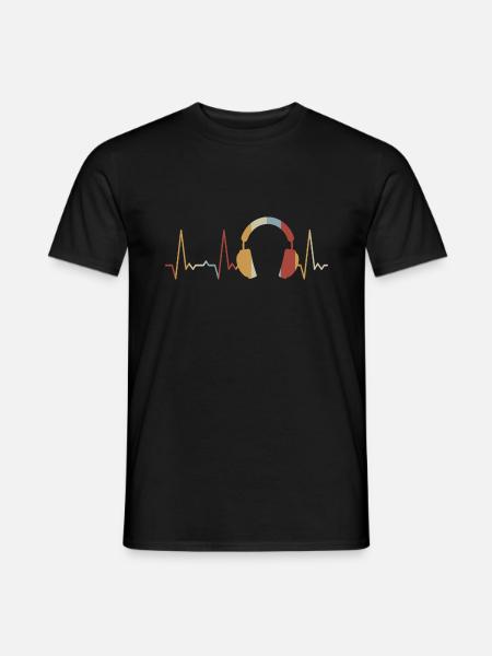 Herzschlag Kopfhörer - Männer T-Shirt - Schwarz