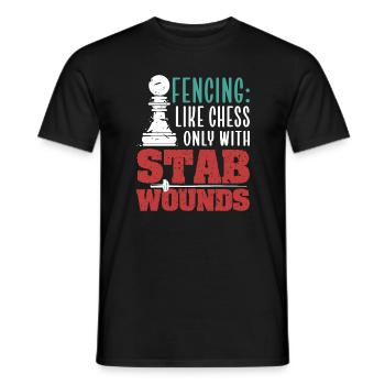 Fencing Like Chess Only With Stab Wounds - Men's T-Shirt - black - Front - AI Model Male 178 light (178cm)