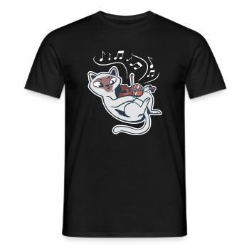 Sweet cat plays violin violin - Men's T-Shirt - black - Front - AI Model Male 178 light (178cm)