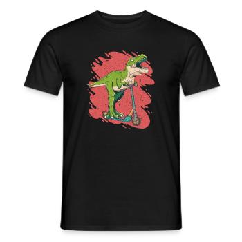 A cool dinosaur on a scooter scooter - Men's T-Shirt - black - Front - AI Model Male 178 light (178cm)