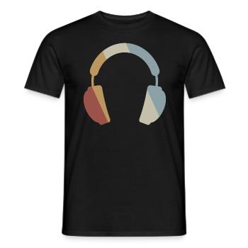 Headphones Retro Style Vintage - Men's T-Shirt - black - Front - AI Model Male 178 light (178cm)