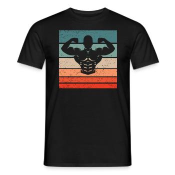 Bodybuilding Double Biceps Retro Style Vintage - Männer T-Shirt - Schwarz - Vorne - AI Model Male 178 light (178cm)