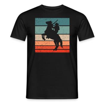 Cowboy Horse Pesade Retro Style Vintage - T-shirt homme - noir - Devant - AI Model Male 178 light (178cm)