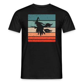 Witch's broom Helloween Retro Style Vintage - Men's T-Shirt - black - Front - AI Model Male 178 light (178cm)