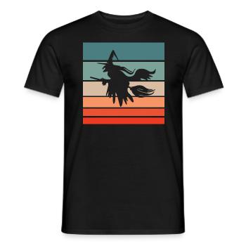 Witch's broom Helloween Retro Style Vintage - Men's T-Shirt - black - Front - AI Model Male 178 light (178cm)