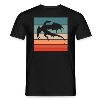 Drache Retro Style Vintage - Männer T-Shirt - Schwarz - Vorne - AI Model Male 178 light (178cm)