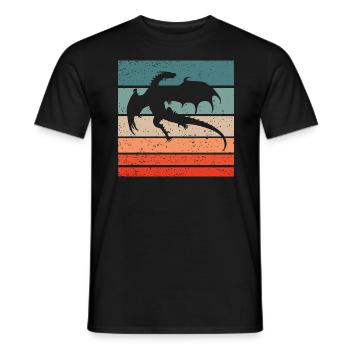 Drache Retro Style Vintage - Männer T-Shirt - Schwarz - Vorne - AI Model Male 178 light (178cm)