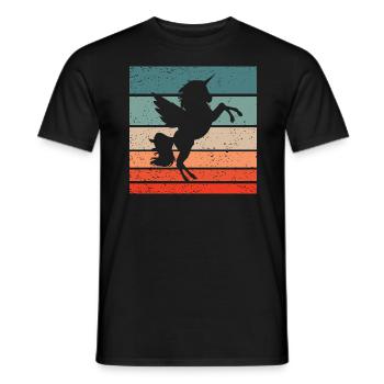 Einhorn Retro Style Vintage - Männer T-Shirt - Schwarz - Vorne - AI Model Male 178 light (178cm)