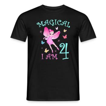 Feen Kinder Geburtstag 4 Jahre Mädchen Fee - Männer T-Shirt - Schwarz - Vorne - AI Model Male 178 light (178cm)