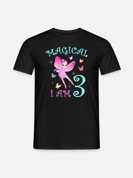 Feen Kinder Geburtstag 3 Jahre Mädchen Fee - Männer T-Shirt - Schwarz