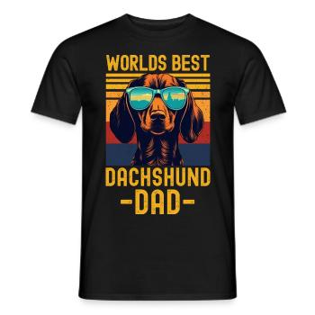 Dackel mit sonnenbrille retro - Männer T-Shirt - Schwarz - Vorne - AI Model Male 178 light (178cm)
