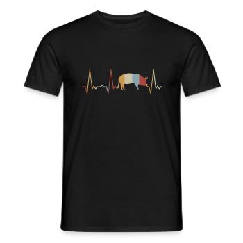 Cochon battant le cœur - T-shirt homme - noir - Devant - AI Model Male 178 light (178cm)