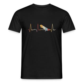 Heartbeat Skateboard - Men's T-Shirt - black - Front - AI Model Male 178 light (178cm)