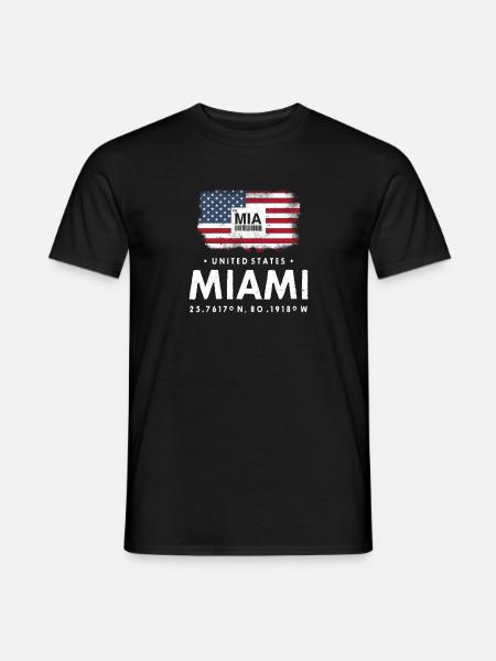 MIAMI AIRPORT CODE MIA USA DRAPEAU GEOTAG CADEAU - T-shirt homme - noir
